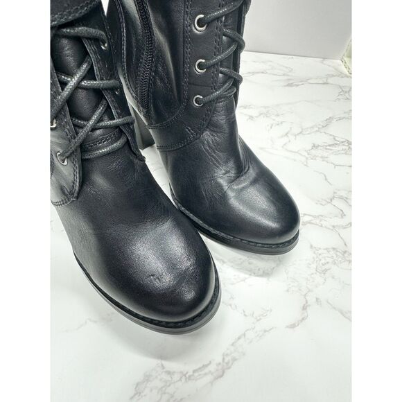 Harley Davidson Ladies Black Leather Boots Size 6 Mid Calf Buckles Zip Lace Up - Picture 7 of 16